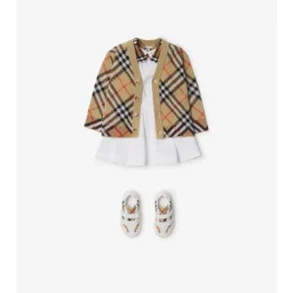 Cardigan de lana con estampado de cuadros