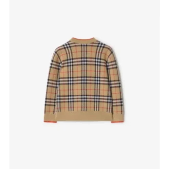 Cardigan de lana con estampado de cuadros