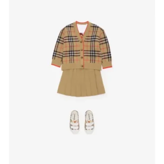 Cardigan de lana con estampado de cuadros