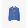 Cardigan de lana con ribetes a cuadros Cardigan de lana con ribetes a cuadros