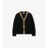 Cardigan de lana con ribetes a cuadros Cardigan de lana con ribetes a cuadros