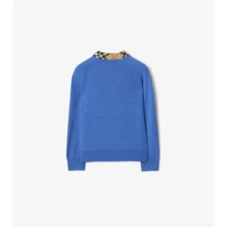 Cardigan de lana con ribetes a cuadros