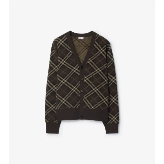Cardigan de lana y cachemira a cuadros Cardigan de lana y cachemira a cuadros