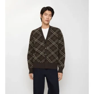 Cardigan de lana y cachemira a cuadros