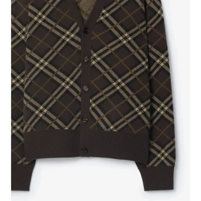 Cardigan de lana y cachemira a cuadros Cardigan de lana y cachemira a cuadros