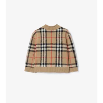 Cardigan de lana y cachemira con estampado de cuadros