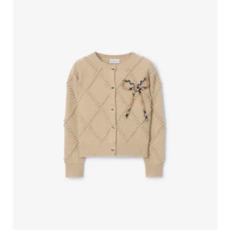 Cardigan de lana y cachemira con lazo de cuadros