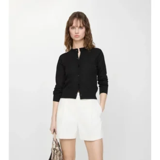 Cardigan de lana y seda a cuadros