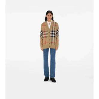 Cardigan de mezcla de lana a cuadros Cardigan de mezcla de lana a cuadros