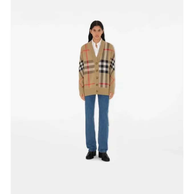 Cardigan de mezcla de lana a cuadros