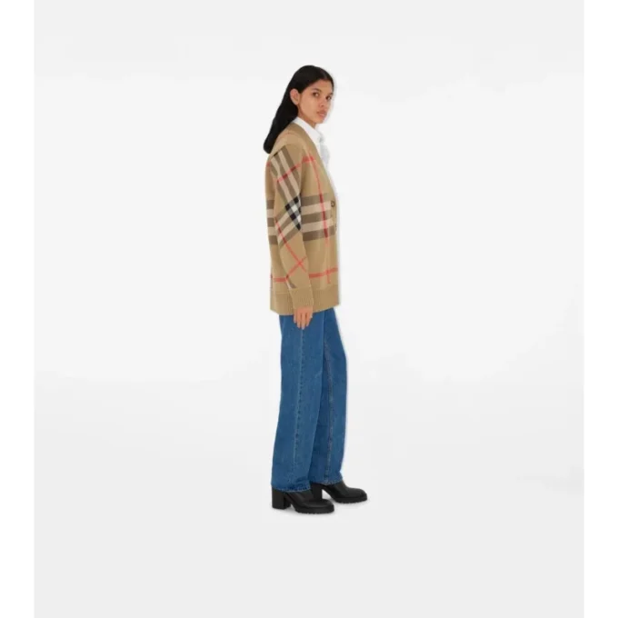Cardigan de mezcla de lana a cuadros