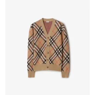 Cardigan de mezcla de lana y mohair con estampado de cuadros