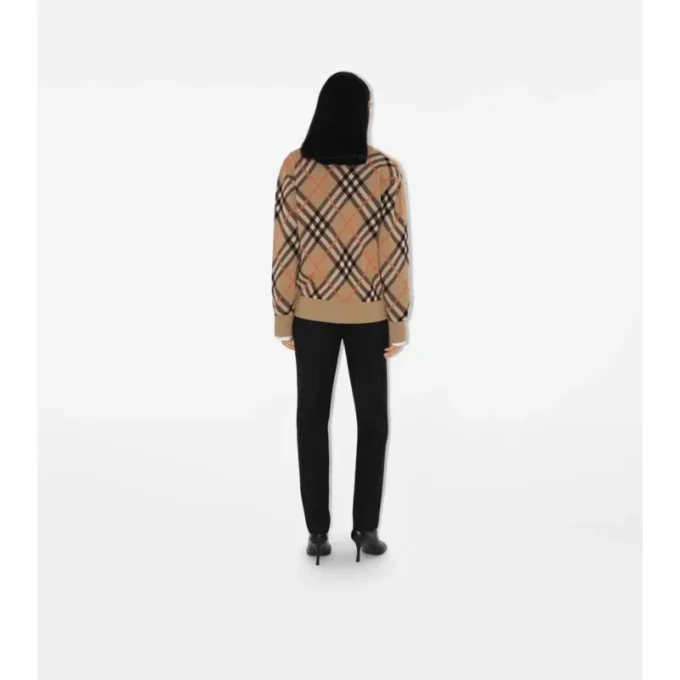 Cardigan de mezcla de lana y mohair con estampado de cuadros