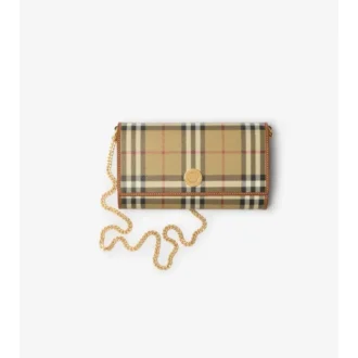 Cartera con correa de cadena y estampado de cuadros Cartera con correa de cadena y estampado de cuadros