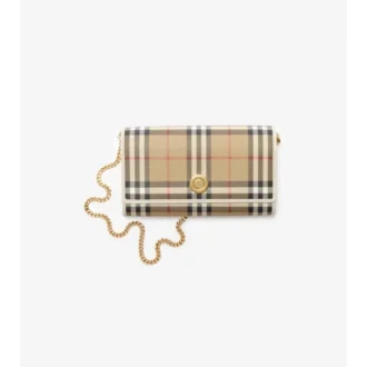 Cartera con correa de cadena y estampado de cuadros