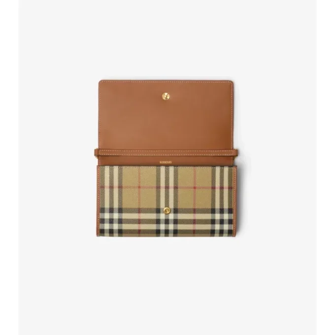 Cartera con correa de cadena y estampado de cuadros Cartera con correa de cadena y estampado de cuadros