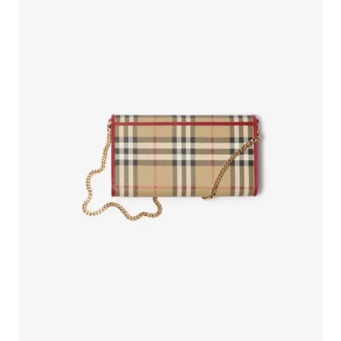 Cartera con correa de cadena y estampado de cuadros