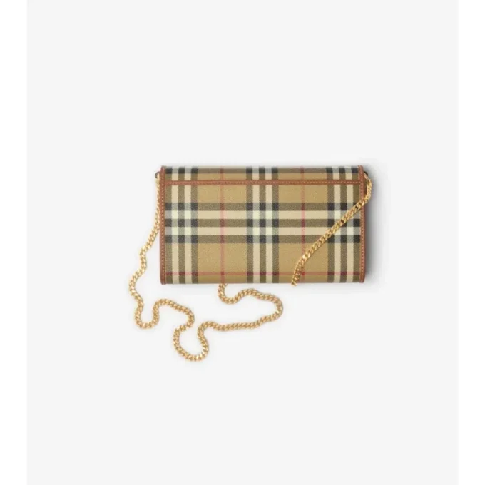 Cartera con correa de cadena y estampado de cuadros Cartera con correa de cadena y estampado de cuadros