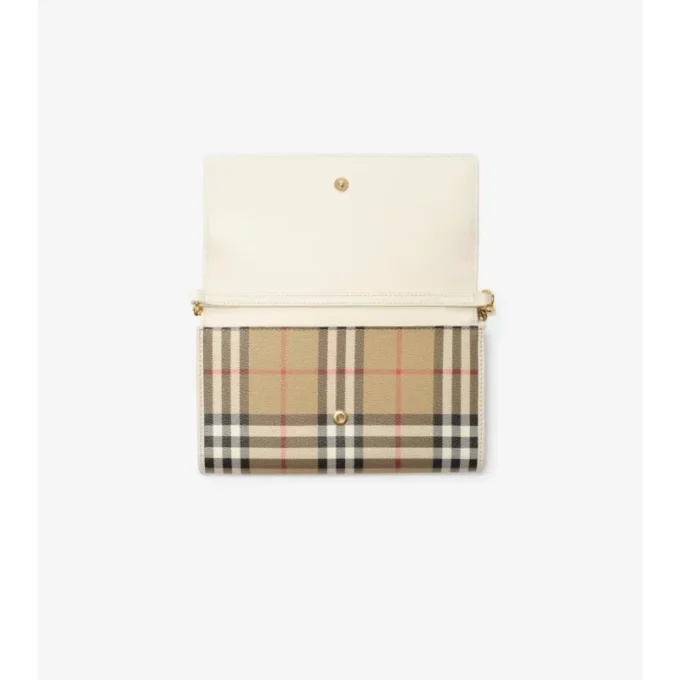 Cartera con correa de cadena y estampado de cuadros