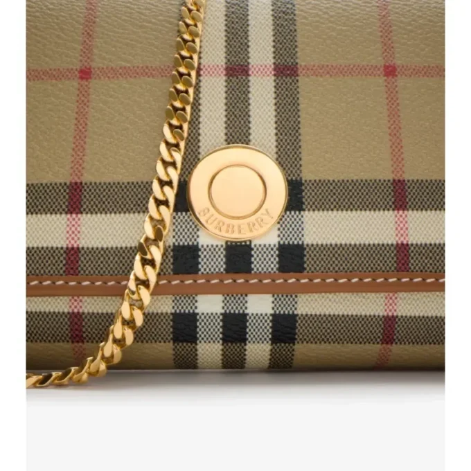 Cartera con correa de cadena y estampado de cuadros Cartera con correa de cadena y estampado de cuadros