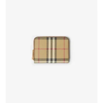 Cartera pequeña con cremallera y estampado de cuadros