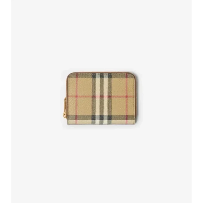 Cartera pequeña con cremallera y estampado de cuadros Cartera pequeña con cremallera y estampado de cuadros