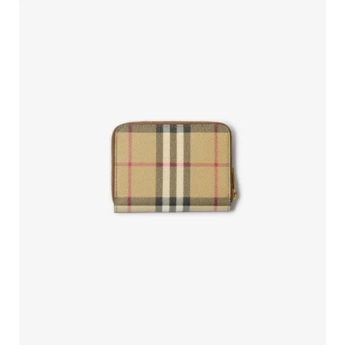Cartera pequeña con cremallera y estampado de cuadros Cartera pequeña con cremallera y estampado de cuadros