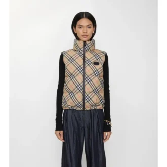 Chaleco acolchado con estampado de cuadros