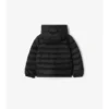 Chaqueta acolchada con capucha de nailon con cinta a cuadros Chaqueta acolchada con capucha de nailon con cinta a cuadros