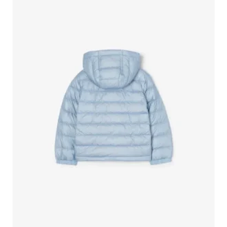 Chaqueta acolchada con capucha de nailon con cinta a cuadros