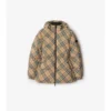 Chaqueta acolchada con capucha de nailon con estampado de cuadros Chaqueta acolchada con capucha de nailon con estampado de cuadros