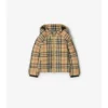 Chaqueta acolchada con capucha y estampado de cuadros Chaqueta acolchada con capucha y estampado de cuadros