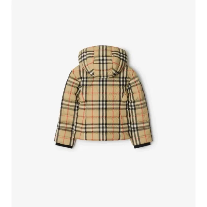 Chaqueta acolchada con capucha y estampado de cuadros Chaqueta acolchada con capucha y estampado de cuadros