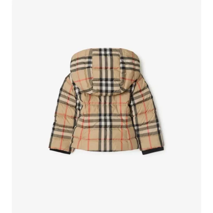 Chaqueta acolchada con capucha y estampado de cuadros Chaqueta acolchada con capucha y estampado de cuadros