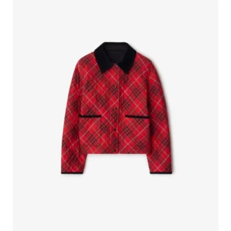 Chaqueta acolchada de algodón a cuadros de corte corto