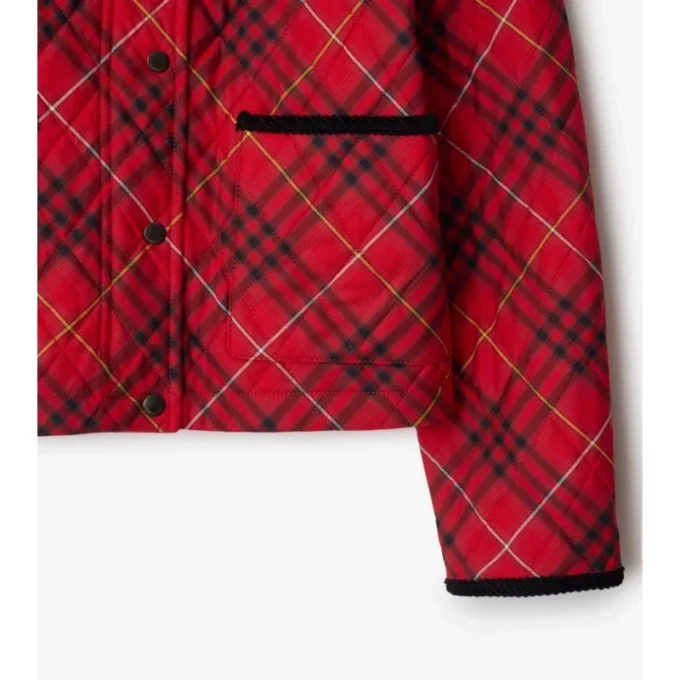 Chaqueta acolchada de algodón a cuadros de corte corto