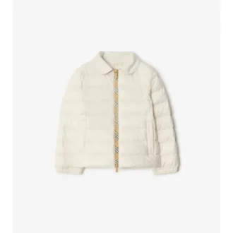 Chaqueta acolchada de nailon con cinta a cuadros