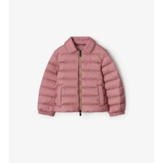 Chaqueta acolchada de nailon con cinta a cuadros
