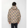 Chaqueta acolchada reversible con capucha y estampado de cuadros