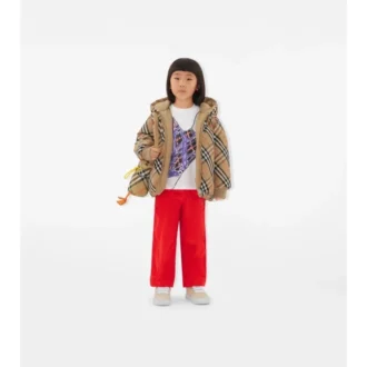 Chaqueta acolchada reversible de nailon con estampado de cuadros Chaqueta acolchada reversible de nailon con estampado de cuadros