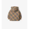 Chaqueta acolchada reversible de nailon con estampado de cuadros Chaqueta acolchada reversible de nailon con estampado de cuadros