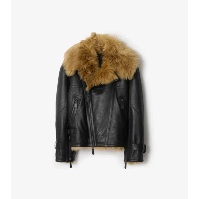 Chaqueta aviador corta de piel de oveja Chaqueta aviador corta de piel de oveja
