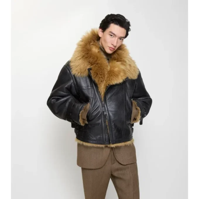 Chaqueta aviador corta de piel de oveja Chaqueta aviador corta de piel de oveja