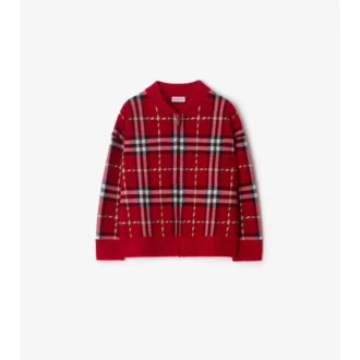 Chaqueta bomber de lana con estampado de cuadros