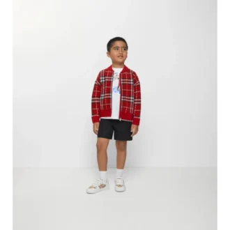 Chaqueta bomber de lana con estampado de cuadros
