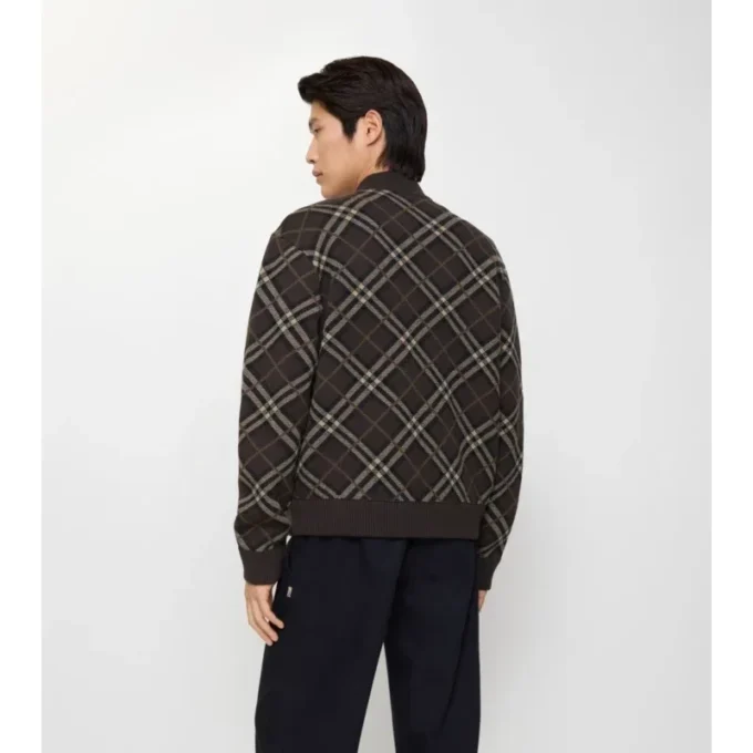 Chaqueta bomber de lana y cachemira con estampado de cuadros Chaqueta bomber de lana y cachemira con estampado de cuadros