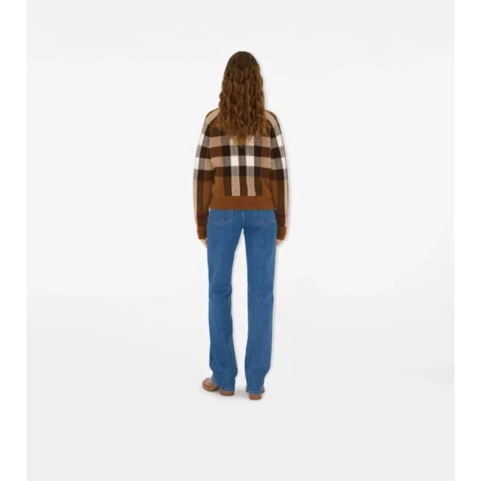 Chaqueta bomber de lana y cachemira con estampado de cuadros
