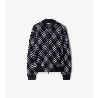 Chaqueta bomber de mezcla de lana con estampado de cuadros