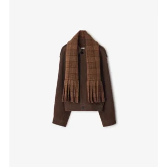Chaqueta con bufanda desmontable de mezcla de lana