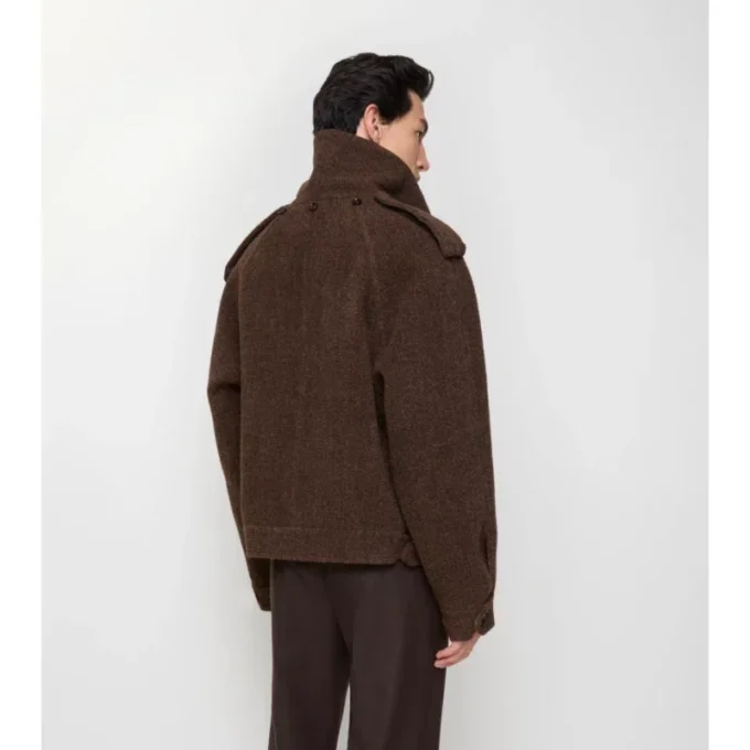 Chaqueta con bufanda desmontable de mezcla de lana Chaqueta con bufanda desmontable de mezcla de lana
